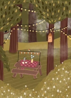 Wenskaart - Bos picknick